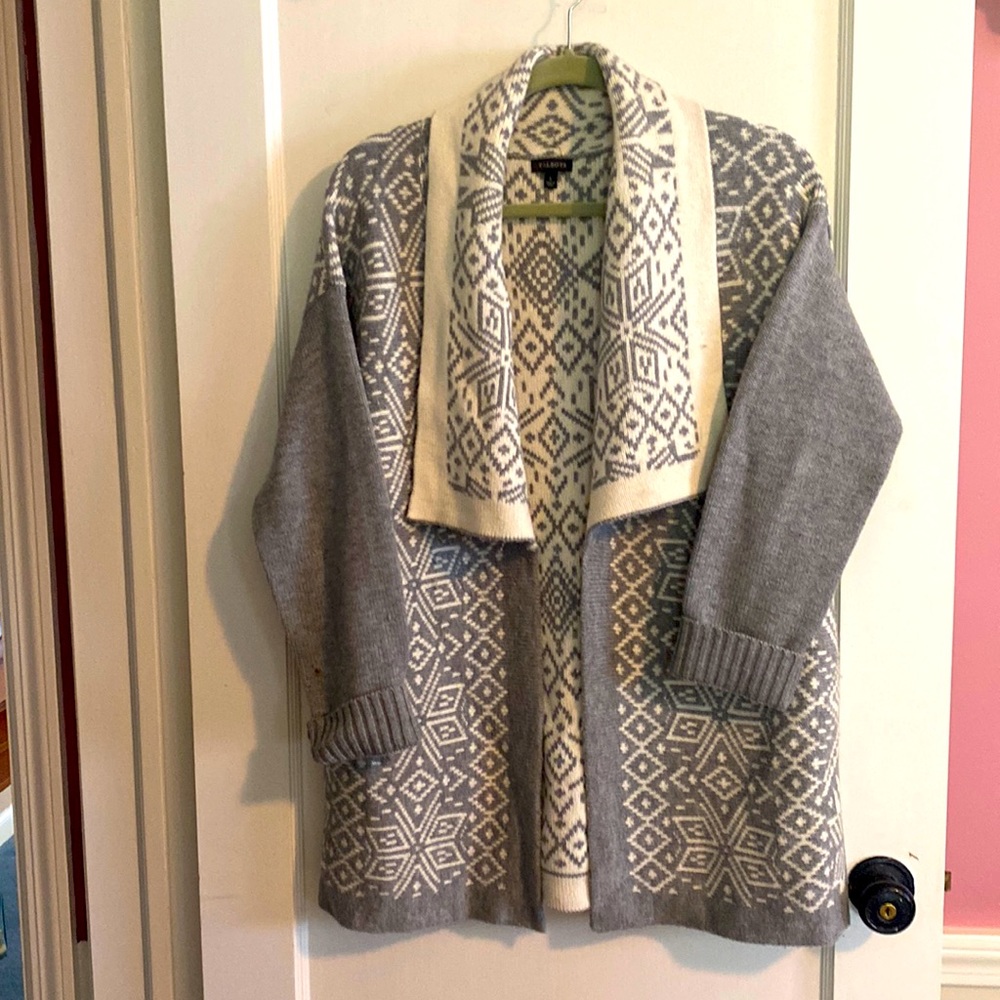 Talbots sweater grey and white, size L